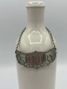 Vintage SHERRY STIEFF Pewter Liquor Bottle Decanter Label Historic Newport - Picture 1 of 4