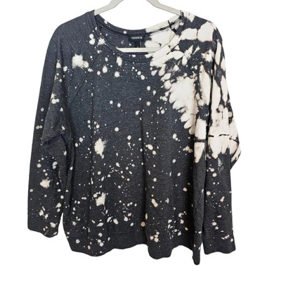 Sudadera tórrida cuello redondo sudadera pulóver sudadera negra salpicaduras de ácido 2X Foto 1 de 4