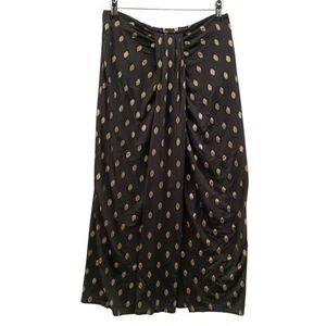 BNWT Next Love & Roses Black With Gold Dots Midi Skirt Front Slit Women's UK 14 - Picture 1 of 24