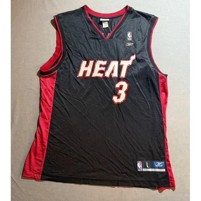 Miami Heat #3 Dwyane Wade Reebok NBA Jersey Black & Red Mens Large L - Image 1 of 4