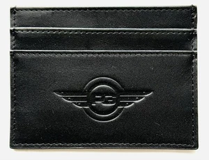 Cartera para tarjetas de cuero Proud Guy PG negra con logotipo en caja en relieve delgada - Aviación - Imagen 1 de 2