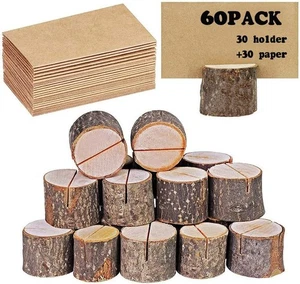 Porta segnaposto in legno rustico - 30 pezzi con carta kraft per tavolo matrimonio - Foto 1 di 7