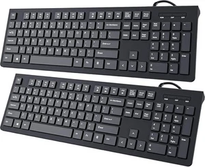Computer Keyboard Wired, Plug Play USB Keyboard, Low Profile 2-Pack, Black - Picture 1 of 8