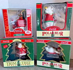 VNTG Lot of 4 Coca Cola Oranments Polar Bear Collection & Trim A Tree Collection - Picture 1 of 9