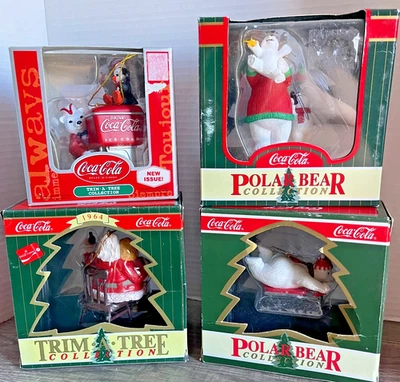 VNTG Lot of 4 Coca Cola Oranments Polar Bear Collection & Trim A Tree Collection - Image 1 of 4