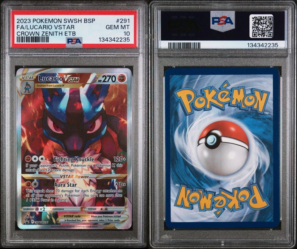 Tarjeta Pokémon PSA 10 GEMAS COMO NUEVA Lucario VSTAR Promo SWSH291 Crown Zenith ETB Foto 1 de 1