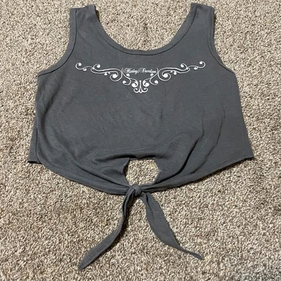 Harley Davidson женщин Майка серый галстук спереди укороченный размер маленький - Изображение 1 из 4