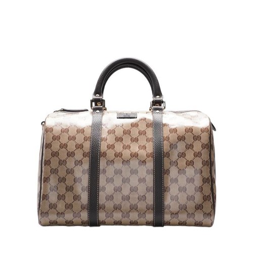 Borsa donna Gucci beige PVC GG Supreme Crystal Boston 265697 FZIFG 9903