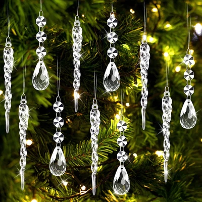 20 Pezzi Fiocchi Di Neve in Cristallo Ornamenti Decorazioni per Alberi Di Natale - Immagine 1 di 4