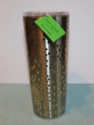 New Kate Spade New York Gold Confetti Dot Travel To Go Mug Stainless Steel - Image 1 of 4