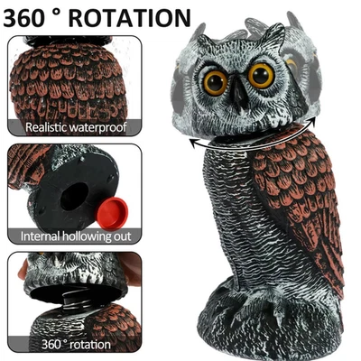 360° Fake Owl Decoy Lifelike Simulation Bird Deterrent Swivel Head Statue - image 1 of 4