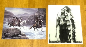 2x Native American Indian in Headdress & Horse Warriors 8 x 10 Photo Lot of 2 - Picture 1 of 6