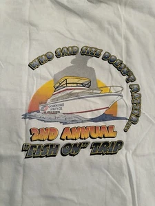 Vtg Golden State Utility Co. Fish On Fishing Trip Funny T-Shirt White XL - Picture 1 of 6