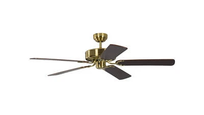 Low profile Ceiling fan without Lights Satin Brass & Mahogany 132 cm Bedroom fan - Image 1 of 2