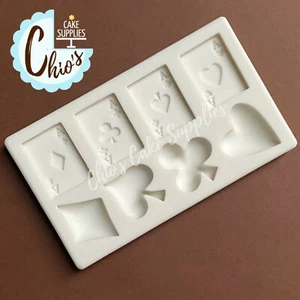 Poker ases and playing card symbols. Casino themed silicone mold. 8 cavities. - Picture 1 of 4