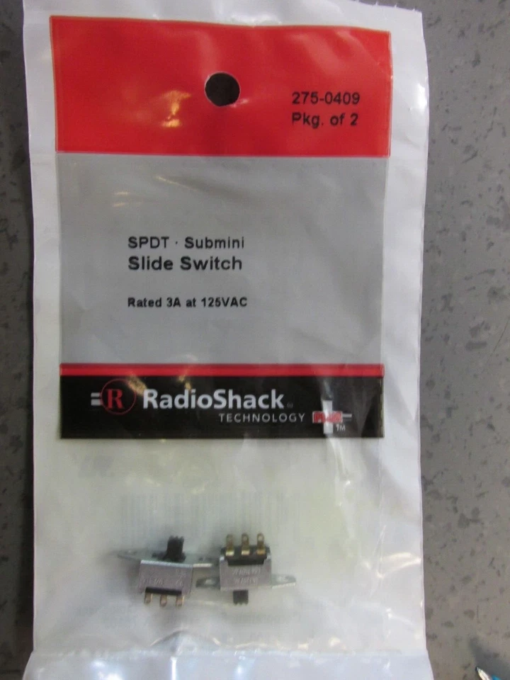 RadioShack 275-409 SPDT Submini Slide Switch 2/pk 3a at 125vac