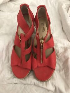 Michael Kors Damita Womens size 6.5 Red Wedges Espadrille Heels