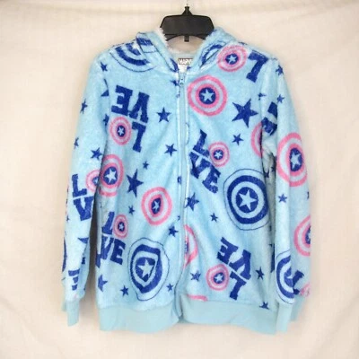 Jaqueta de lã Marvel Girl's Captain America zíper completo azul e rosa tamanho XL (14-16) - Imagem 1 de 4