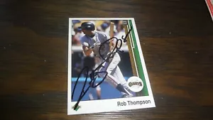 1989 UPPER DECK ROBBY THOMPSON AUTO BASEBALL CARD - Picture 1 of 2