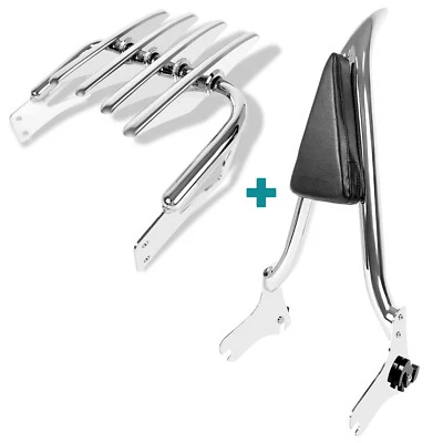 Backrest Sissy Bar Luggage Rack for 97-08 Harley Electra Street Glide Road King - Image 1 of 4