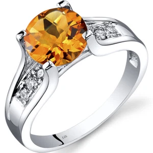 Anillo catedral de diamantes citrino de oro blanco de 14 K 1,75 - Imagen 1 de 3