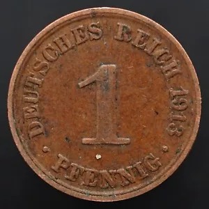 1913A Germany Empire 1 Pfennig Coin, km10 - Excellent Coin ๐ฉ๐ช Free Shipping! - Picture 1 of 2