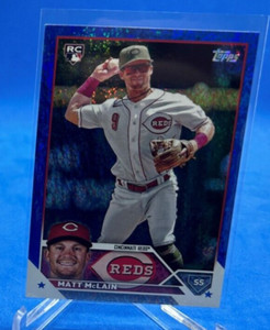 2023 Topps Update Matt McLain BLUE SPARKLE parallel /999. Card #US199. Rookie RC