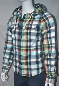 Hollister Herren Shirt Hoodie Kapuzenshirt blau kariert dick schwer Large L Neu mit Etikett - Bild 1 von 4
