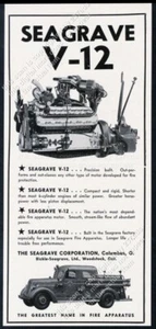 Camión de bomberos Seagrave 1944 foto vintage comercio impresión anuncio 4 - Imagen 1 de 7