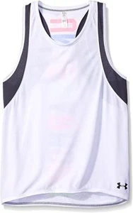 Under Armour Girls' Quick Pass Scoop Neck Racerback Tank Top, White/Gray, XS - Picture 1 of 8