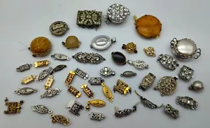 45 Vintage Halskette Verschluss gold silberfarben Perle Strass klar Schmuckherstellung Konvolut - Bild 1 von 8
