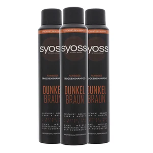 3x Syoss Trockenshampoo Dunkelbraun 0% Rückstände zur Farbauffrischung je 200ml - Bild 1 von 3