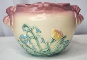 "Jardiniere jardinera vintage con arco de cerámica Hull B-18-5 borde rosa de 3/4""" - Imagen 1 de 9