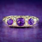 Victorian Style Amethyst Pearl Ring 9Ct Gold