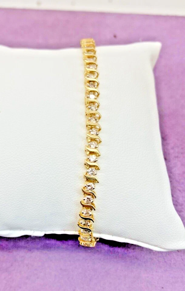 Brazalete de tenis de diamantes de 7 pulgadas de oro amarillo de 14kt 2,0 CTW I1, G-I 1006290-3 Foto 1 de 4