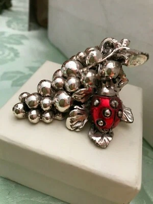 grappolo uva porta fortuna argentato - Immagine 1 di 2