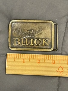 Vintage 1970s Buick Auto Hawk Logo Belt Buckle Brass tone Metal 3" x 2" 1976 - Picture 1 of 2
