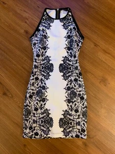 Y2K clubwear sexy gothic goth black white bodycon dress party club size 3 / 4 - Picture 1 of 6