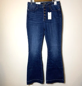 Judy Blue Jeans Damen 15/32 XL Blau Schlag High Rise Button Fly Hose Denim - Bild 1 von 17