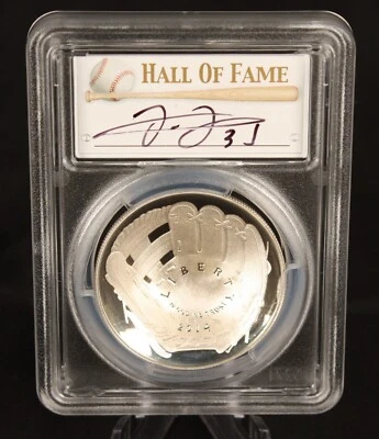2014 Silver One Dollar PCGS PR70 Baseball Hall of Fame Frank Thomas HAND SIGNED - Image 1 of 4