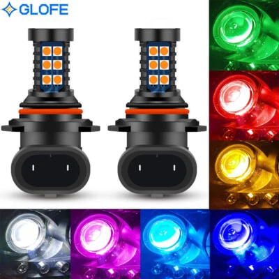 GLOFE 2X 9005 LED Fog Driving Light Bulbs SMD 3030 High Bright Colorful DRL Lamp - Image 1 of 4