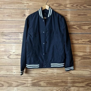 H&M Baseball Style Bomber Jacket Size S Windbreaker Phoenix Motif Black - Picture 1 of 7
