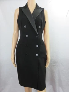 Ralph Lauren schwarzes Kleid mit V-Ausschnitt und Kunstlederkragen ärmellos Größe 8 - Bild 1 von 6