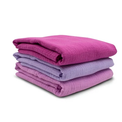 3x Double Gauze Musselin Set je 0,5m x 1,35m Stoff 100% Baumwollstoff Set21 Lila - Bild 1 von 4