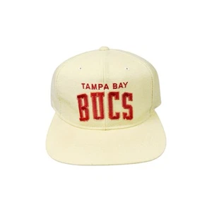 Vintage seltene NFL Tampa Bay Buccaneers cremefarbene Startermütze Wolle Bogenschrift Druckknopflasche - Bild 1 von 5