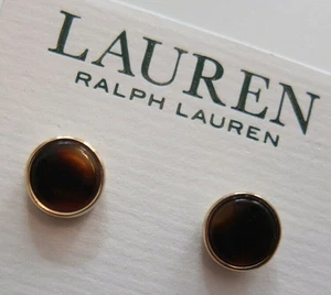* Ralph Lauren fabelhafte Ohrringe Ohrstecker NEU Farbe: Tigerauge & Gold - Picture 1 of 3