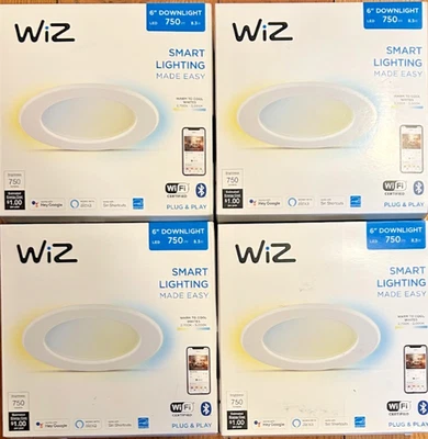 4 Pack Philips WiZ Smart Light Recessed Retrofit Downlight 6" Tunable White WiFi - Image 1 of 4