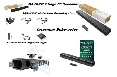 MAJORITY Naga 80 Soundbar 140W 2.2 Heimkino Soundsystem mit Internem Subwoofer - Bild 1 von 4