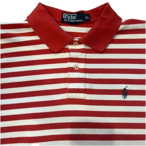 Polo Ralph Lauren Men’s XL Red/White Striped Short Sleeve Polo Shirt - Picture 1 of 5