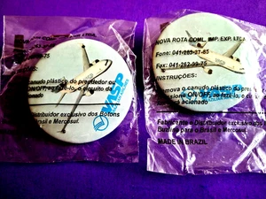 VASP Brazil 2 MD-11  Metal Badges Buttons Pins 2in Mint in Package - Picture 1 of 2